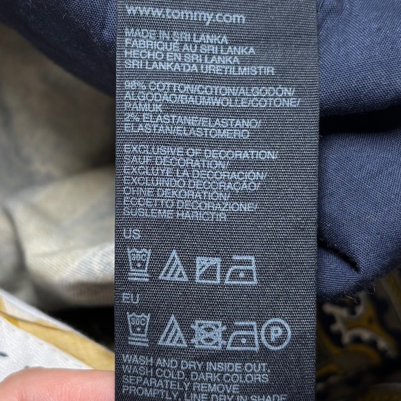 Tommy Hilfiger Green Gold Paisley Cotton Blend Ankle Pants 12 Front Zip - Picture 5 of 9